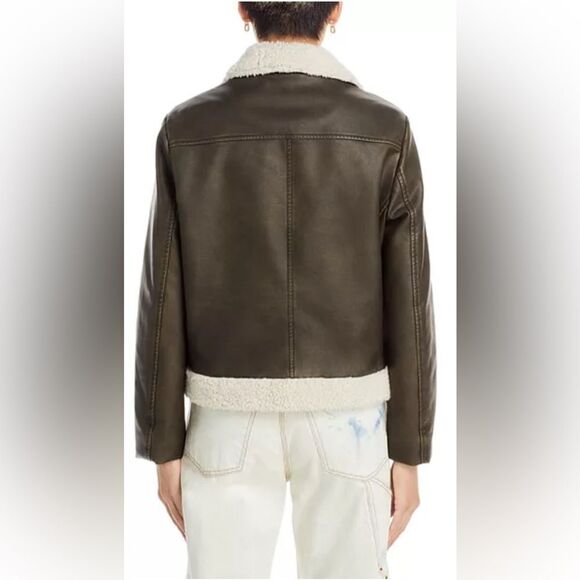 MOTHER The Mile High bomber jacket in brown faux leather and Sherpa detail M - Picture 4 of 16
